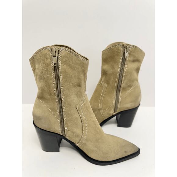 BP. Surina Western Boot in Tan Smoke Size 5.5 Leather Block Heel Pointed Toe - Picture 7 of 11